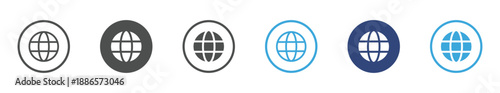 Earth globe icon , Global Network Icon Set. Internet and World Web Symbols. Online Connection Collection, Vector Illustration.