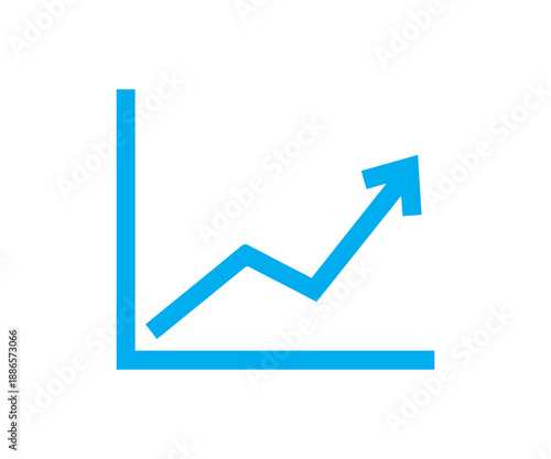 Wallpaper Mural Simple blue line graph icon showing upward trend and progress isolated on a transparent background for business reports. Torontodigital.ca