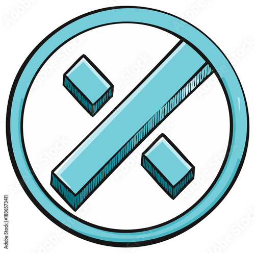 Clean division symbol icon with a circular outline representing no division or prohibition