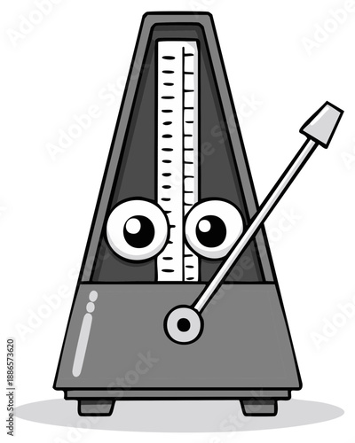 Cartoon Metronome Character with Eyes for Music Learning and Rhythm Practice
