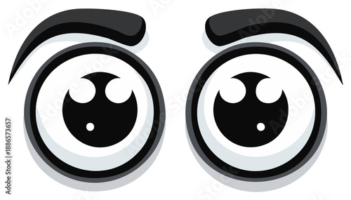 Cartoon Eye Pair Illustration with Wide Open Expression, Simple and Clean Style