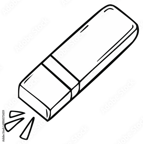 Illustration of a rectangular eraser deleting or removing graphite for school or home use