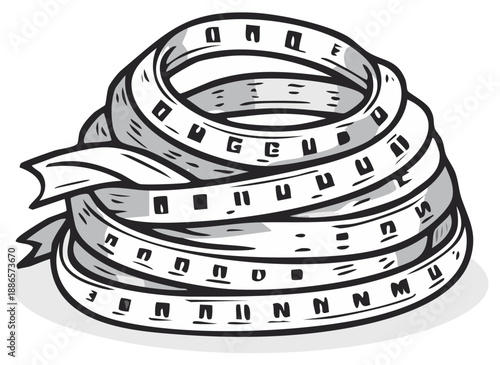 LED Strip Light Coiled for Storage or Display Monochrome Illustration