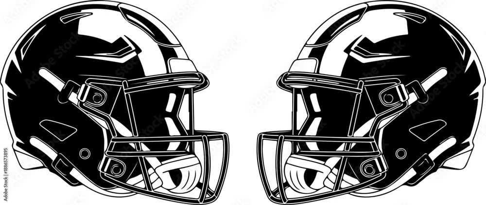 Fototapeta premium American Football Helmet Side View Black Silhouette