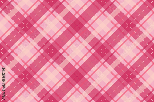 Soft pink diagonal plaid pattern with layered lines. Suitable for Valentine designs, gift wrap, textile prints, fashion backgrounds, and romantic branding materials.