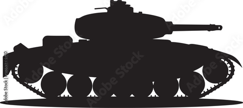 Black silhouette of a tank with visible tracks and cannon