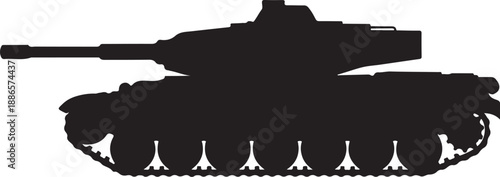 Black silhouette of a tank with visible treads military