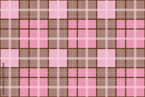Soft stripe brown and pink plaid pattern with balanced tones. Suitable for Valentine wrapping paper, backgrounds, textile prints, and cute romantic branding.