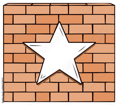 White Star Emblem on Red Brick Wall Surface