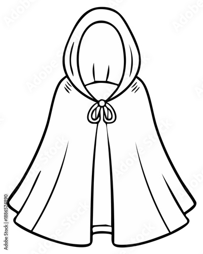 Cartoon hooded cloak illustration. Classic garment drawing isolated.