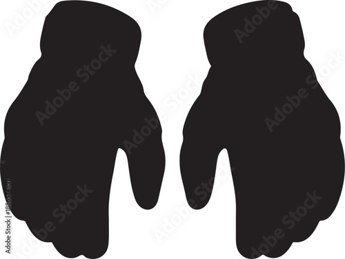 Black Silhouette of Two Gloves with Thumbs Up pair