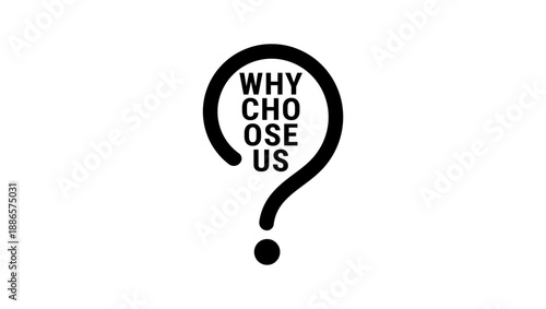 Why choose us, inscription, black isolated silhouette