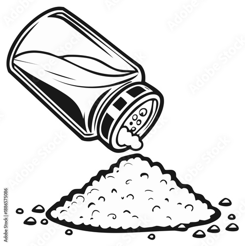 Salt shaker pouring granules creating a pile of salt seasoning