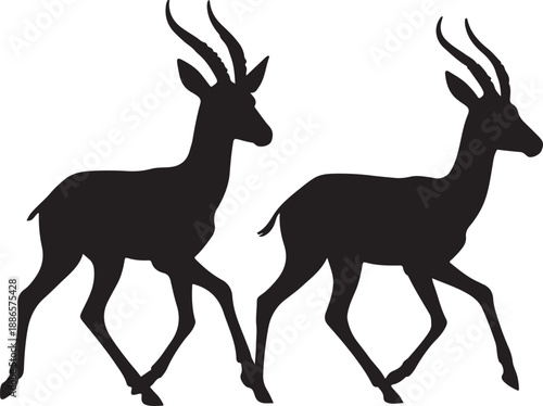 Antelope Gazelle Silhouette Vector – Running African Wildlife Pair