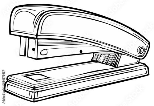 Classic Office Stapler Mechanical Office Tool for Binding Papers Securely in a Clean Line Drawing Style