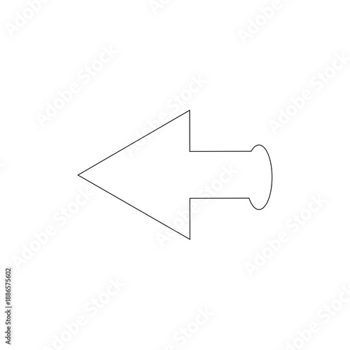 Minimal rounded arrow pointing left. Back, previous, navigation concept. Black outline vector icon.