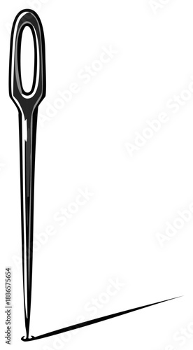 Single Sewing Needle with Shadow Silhouette Illustration