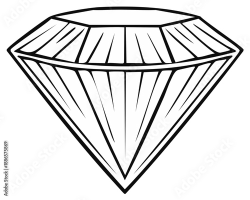 Facetted brilliant cut diamond line drawing gemstone precious jewel icon