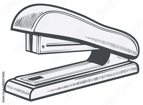 Illustration of a Stapler in a Retro Engraved Style