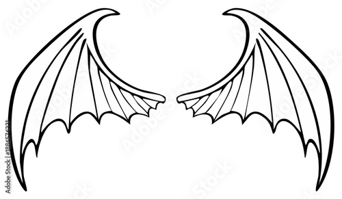 Simple line art drawing of a pair of dragon wings or bat wings