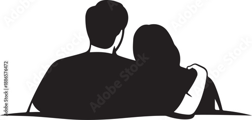 Silhouette of a Couple Sitting Together on a Bench