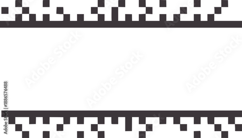Dark gray pixelated geometric border pattern with empty space