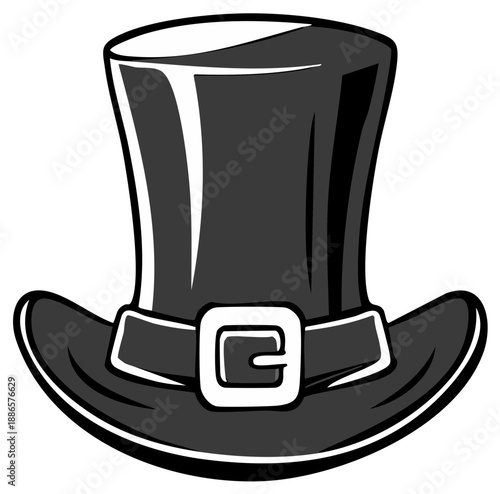 Classic Black Top Hat With Buckled Band