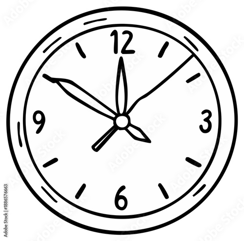 Clock Time Hand Drawn Illustration Design Telling Time Isolated on White Background Minimalist Style