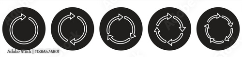circular arrow icon, round refill sign, repeat icon, rotate arrow symbol, in flat style, vector illustration.


