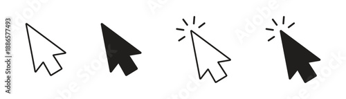 Cursor mouse click icon set. Click arrow icons , computer mouse click cursor icons , vector illustration .