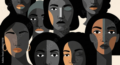Diverse group of women faces illustration multicultural crowd equality and diversity concept
