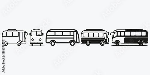 Bus travel logo sketch illustration vector set