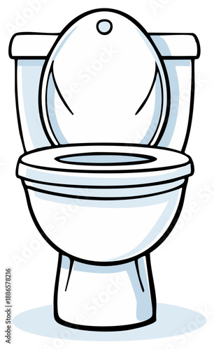 Clean cartoon toilet with open lid and seat illustrating plumbing and hygiene