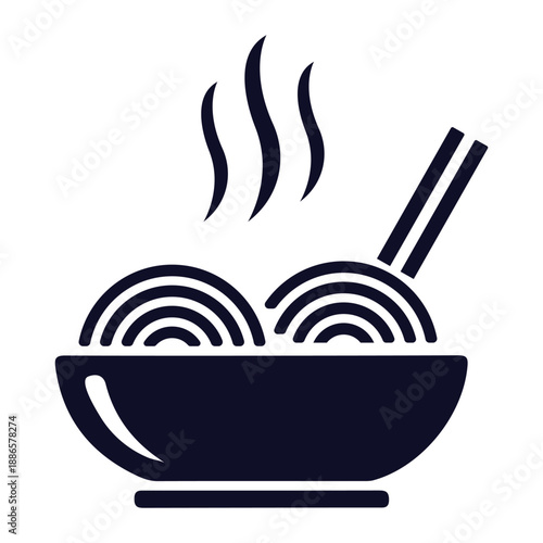 Hot Steaming Noodles in a Bowl with Chopsticks Vector Icon