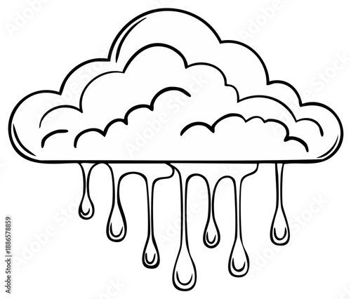 Cloud Drips Liquid Water Illustration Weather Element Isolated Outlines