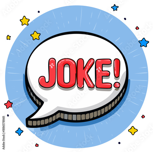 Comic Book Speech Bubble with JOKE Text and Stars