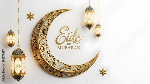 Elegant eid mubarak greeting card