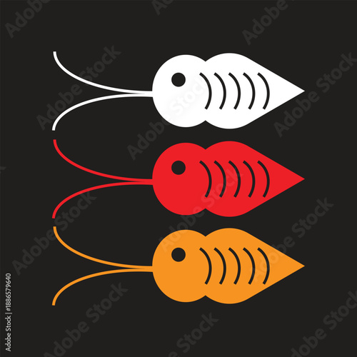 Minimalist Abstract Insect and Shrimp Logo Design Set