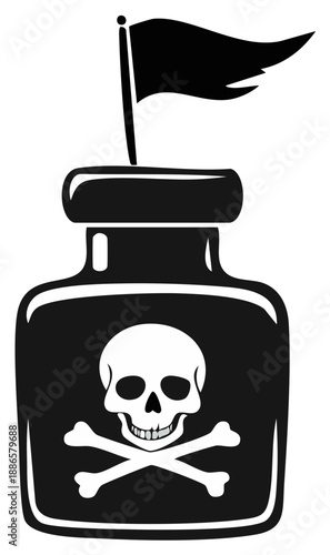 Poison Bottle With Skull And Crossbones Flag Warning Symbol