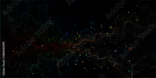 Abstract vector Cosmic Tapestry of Lights with mesmerizing display of colorful nebulas and ethereal particles gracefully dance across a boundless cosmic expanse.