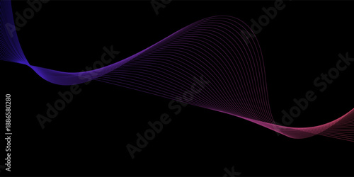 blue pink magenta Abstract Vector minimal wavy line background Digital frequency track equalizer Stylized line art Curved wavy line smooth
