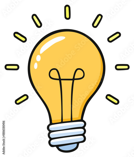Cartoon Light Bulb Concept Idea Design Isolated Energy Electrical Brightness Inspiration Innovation Creativity