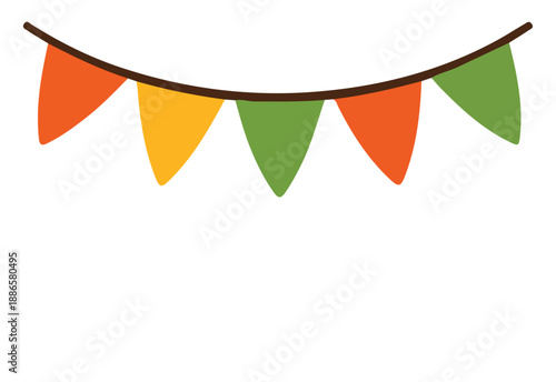 Colorful Festive Bunting Flags on White Background