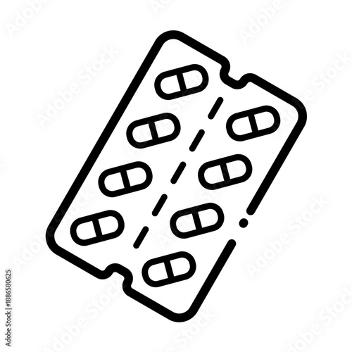 Pills blister line icon, medical capsule and drug symbol, vector icon