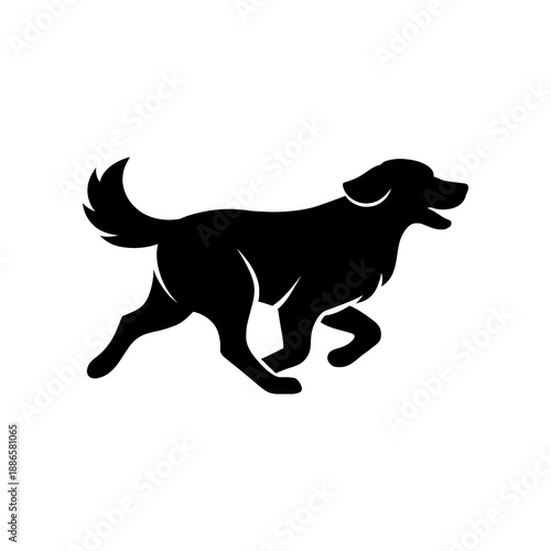 Running Golden Retriever Silhouette Vector Illustration