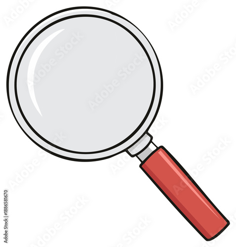 Magnifying Glass with Red Handle Simple Illustration