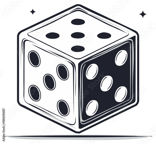 Classic Six Sided Dice With Dots Showing a Five and a Six for Gaming and Chance