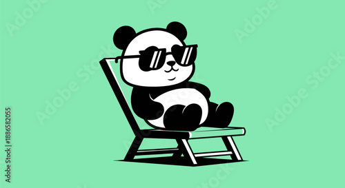 Cartoon panda relaxing in sunglasses