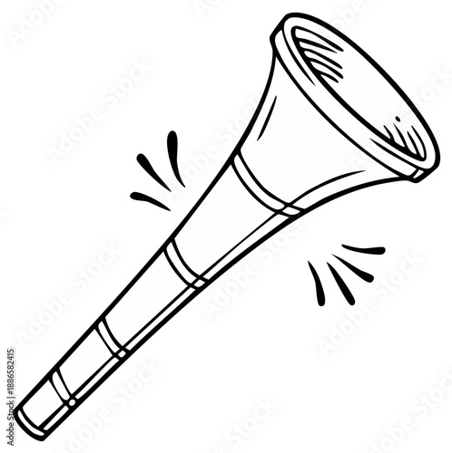 Cartoon Hand Drawn Noise Maker Vuvuzela Horn with Sound Waves