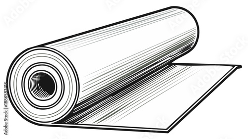Rolled Paper Sheet Vector Illustration Isolated on White Background